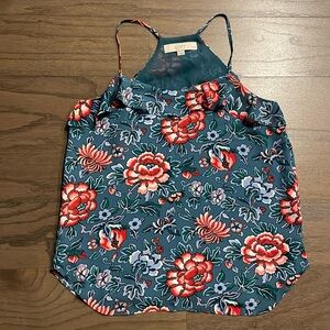 LOFT Petite Floral Ruffle Strappy Cami - Size XSP